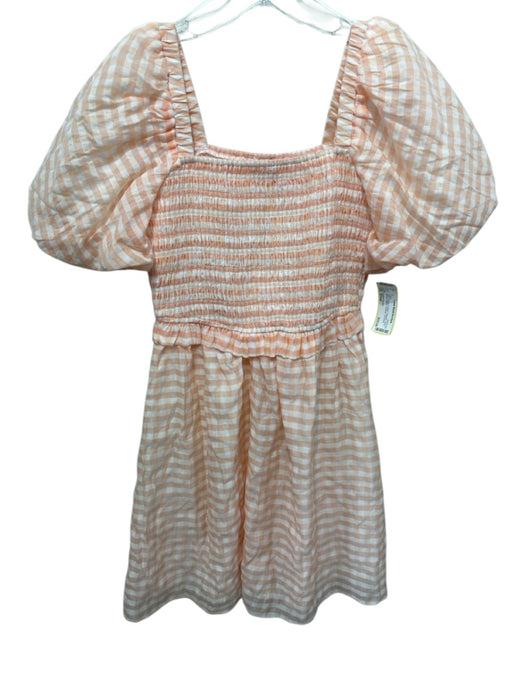 English Factory Size Small Orange & White Polyester Short Balloon Sleeve Dress Orange & White / Small