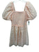 English Factory Size Small Orange & White Polyester Short Balloon Sleeve Dress Orange & White / Small
