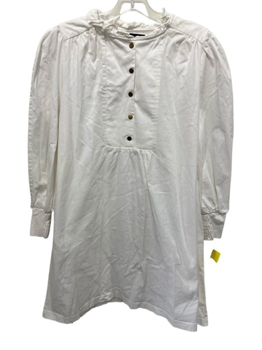 Pomander Place Size XXL White Cotton Blend Long Sleeve Quarter Button Dress White / XXL