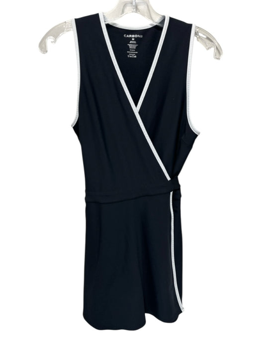 Carbon 38 Size Medium Black & White Nylon Blend Sleeveless Piping Wrap Romper Black & White / Medium
