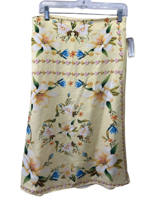 Rachel Zoe Size Medium Yellow, Green, Pink Polyester Elastic Waist Floral Skirt Yellow, Green, Pink / Medium