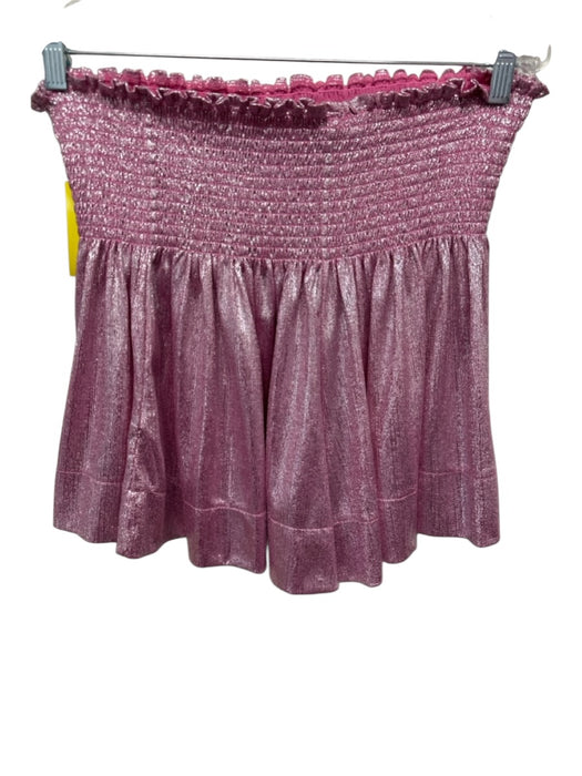 Queen of Sparkles Size L/XL Pink Polyester Blend Smocked Short Sleeve Short Set Pink / L/XL