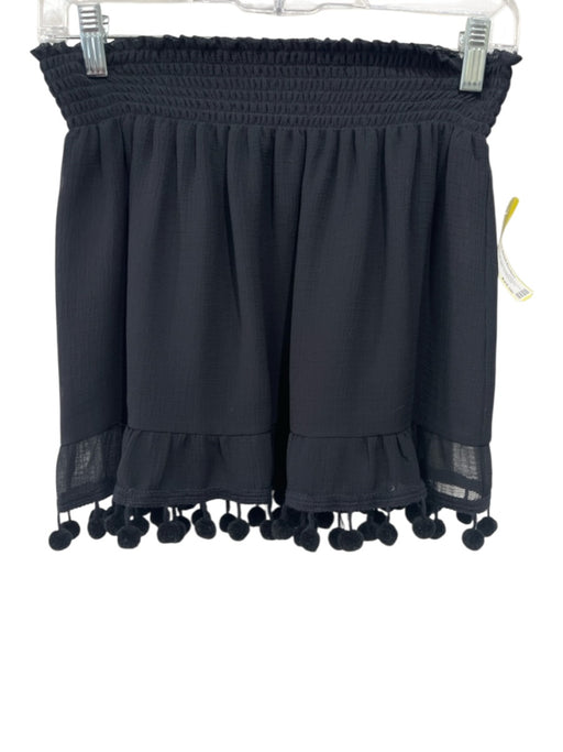 Ramy Brook Size Small Black Polyester Smocked Waist Band Textured Pom Pom Skirt Black / Small