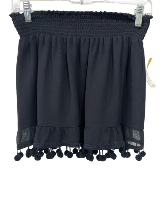 Ramy Brook Size Small Black Polyester Smocked Waist Band Textured Pom Pom Skirt Black / Small