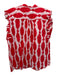 Ro's Garden Size Small Red & White Cotton Ruffle Cap Sleeve Abstract Print Top Red & White / Small