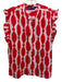 Ro's Garden Size Small Red & White Cotton Ruffle Cap Sleeve Abstract Print Top Red & White / Small