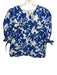 Hyacinth House Size Large Blue & White Cotton Blend Short Puff Sleeve Floral Top Blue & White / Large