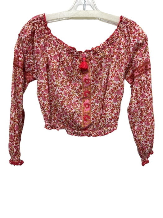 Poupette St. Barth Size Medium Red, Pink, Yellow Cotton Long Sleeve Floral Top Red, Pink, Yellow / Medium