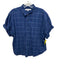 XiRENA Size Small Navy, Red, White Cotton Button Front Windowpane Collar Top Navy, Red, White / Small