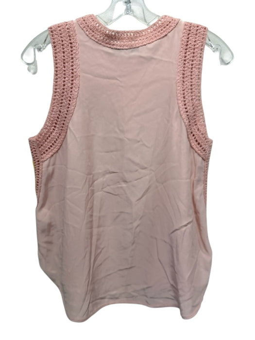 Elizabeth And James Size XS Pale Pink Silk Sleeveless Crochet Top Pale Pink / XS