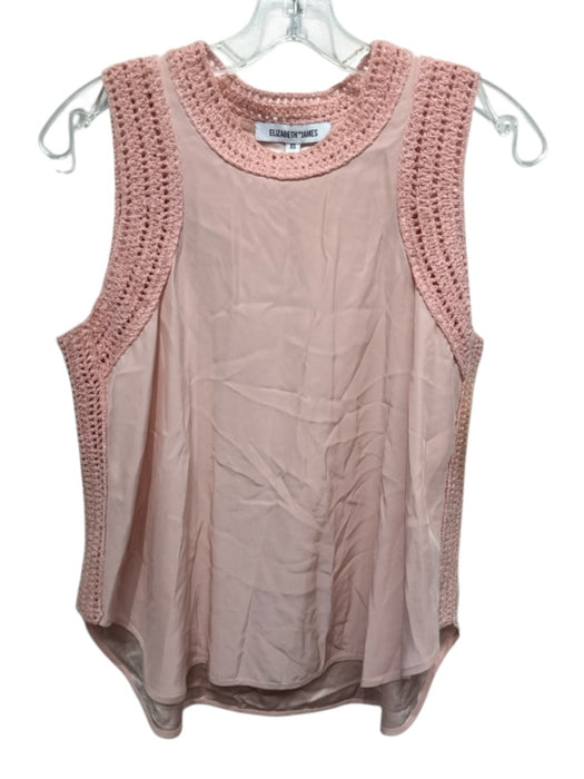 Elizabeth And James Size XS Pale Pink Silk Sleeveless Crochet Top Pale Pink / XS