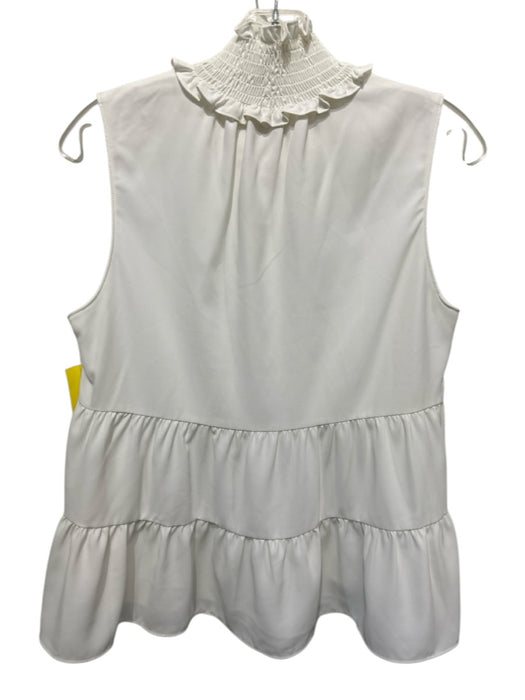 Amanda Uprichard Size Medium White Polyester Sleeveless Tiered Top White / Medium