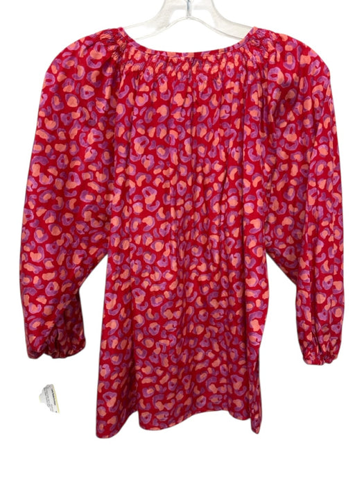 Tucker Size Small Red, Orange, Purple Silk & Cotton Long Sleeve Leopard Top Red, Orange, Purple / Small