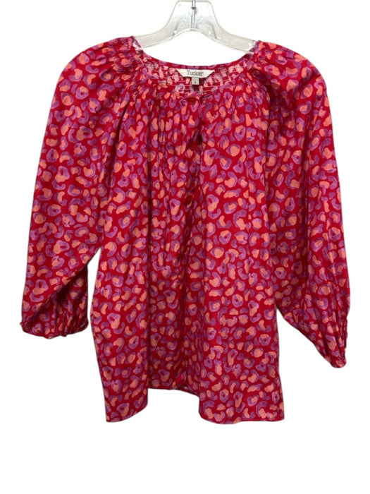 Tucker Size Small Red, Orange, Purple Silk & Cotton Long Sleeve Leopard Top Red, Orange, Purple / Small