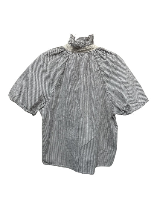 A Shirt Thing Size Small Brown & White Cotton Short Sleeve Striped Lace Trim Top Brown & White / Small