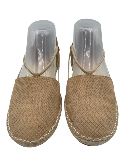Eileen Fisher Shoe Size 6.5 Beige Leather Upper Strappy embossed Flat Espadrille Beige / 6.5