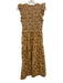 Elan Size Medium Tan, Yellow & Multi Cotton Ruffle Cap Sleeve Floral Dress Tan, Yellow & Multi / Medium