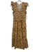 Elan Size Medium Tan, Yellow & Multi Cotton Ruffle Cap Sleeve Floral Dress Tan, Yellow & Multi / Medium