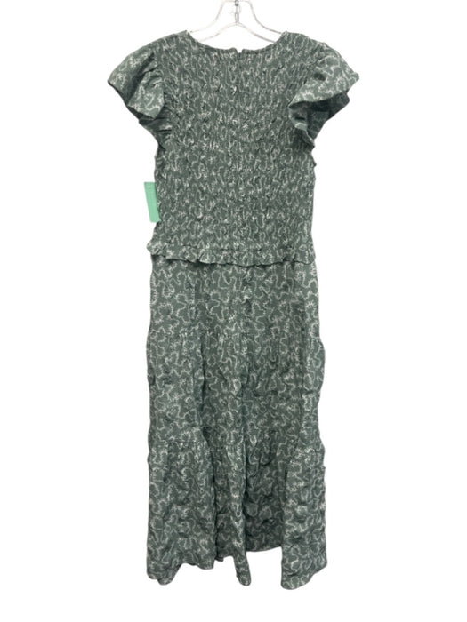 Sea New York Size 4 Seafoam Green & White Polyester Ruffle Cap Sleeve Dress Seafoam Green & White / 4