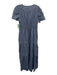 Quince Size M Chambray Linen Short Sleeve Elastic Waist V Neck Tiered Maxi Dress Chambray / M