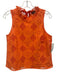 J. Crew Size S Neon Orange Cotton Eyelet Floral Sleeveless Ruffle Neckline Top Neon Orange / S