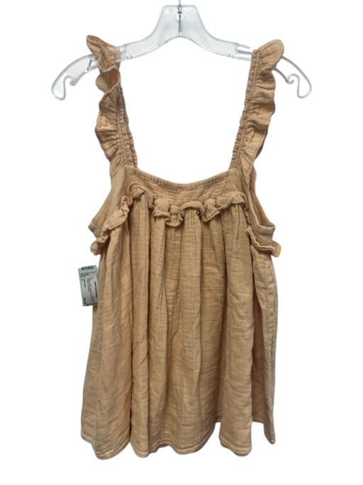 A Piece Apart Size 6 Peach Cotton Sleeveless Ruffle Detail 1/4 Button Top Peach / 6