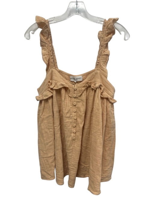 A Piece Apart Size 6 Peach Cotton Sleeveless Ruffle Detail 1/4 Button Top Peach / 6