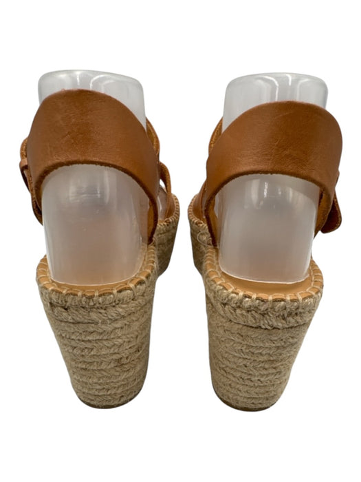 Soludos Shoe Size 8 Tan & beige Leather Raffia Base Whipstitch Platform Sandals Tan & beige / 8
