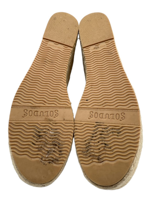 Soludos Shoe Size 8 Tan & beige Leather Raffia Base Whipstitch Platform Sandals Tan & beige / 8