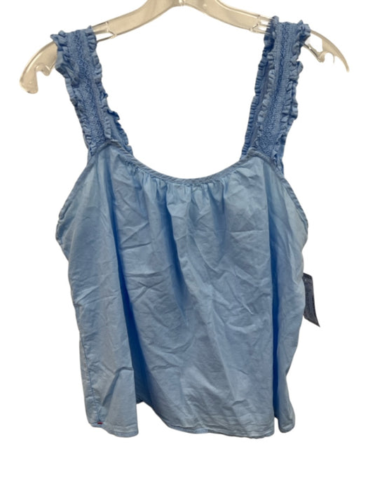 XiRENA Size M Light Blue Cotton Sleeveless Smocked Detail Adjustable Strap Top Light Blue / M