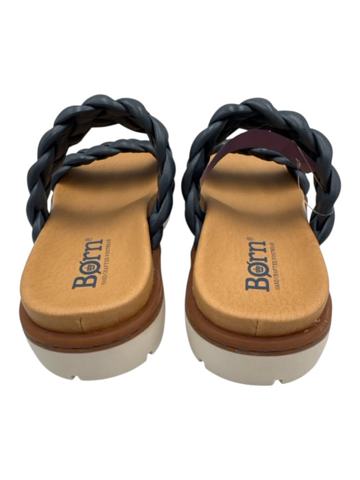 Born Shoe Size 8 Midnight blue Leather Upper Braided Slide Mule Sandals Midnight blue / 8