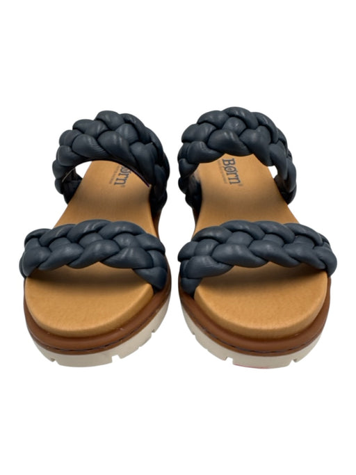 Born Shoe Size 8 Midnight blue Leather Upper Braided Slide Mule Sandals Midnight blue / 8