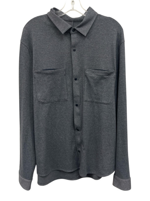 Lululemon Size XL Gray Cotton Blend Solid Snap Buttons Men's Long Sleeve Shirt Gray / XL