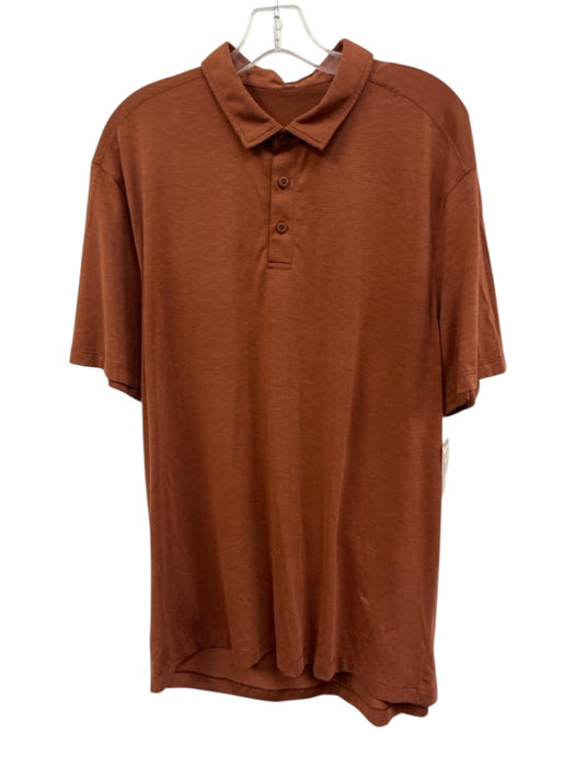 Lululemon Size Est XL Orange Synthetic Solid Polo Athleisure Men's Short Sleeve Orange / Est XL