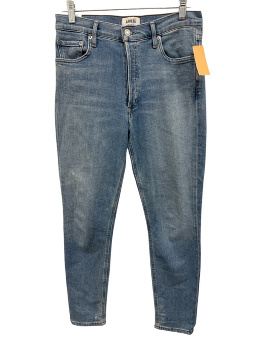 Agolde Size 27 Light Wash Cotton Denim Zip Fly High Rise distressed Jeans Light Wash / 27