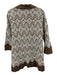 Tuckernuck Size M Brown & White Cotton 3/4 Sleeve Embroidered 1/4 Button Dress Brown & White / M