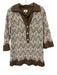 Tuckernuck Size M Brown & White Cotton 3/4 Sleeve Embroidered 1/4 Button Dress Brown & White / M