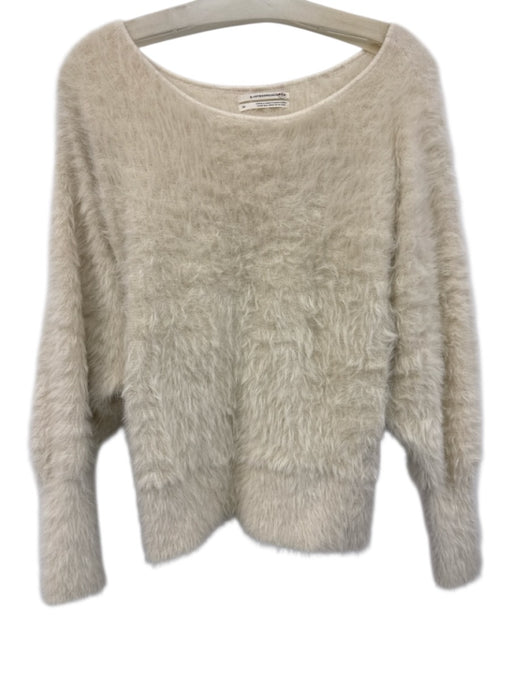 By Anthropologie Size XS Cream White Nylon & Viscose Long Sleeve Fuzzy Sweater Cream White / XS