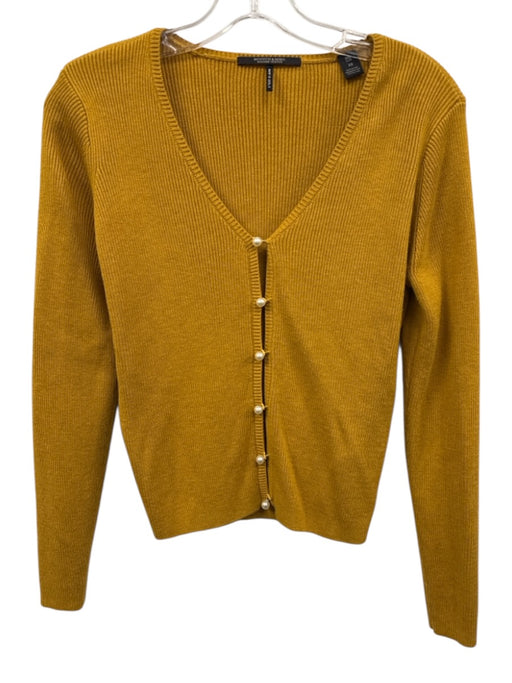 Scotch & Soda Size XS Mustard Yellow Viscose & Acrylic Rib Knit Cardigan Mustard Yellow / XS
