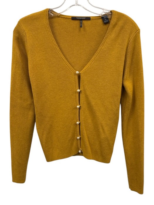 Scotch & Soda Size XS Mustard Yellow Viscose & Acrylic Rib Knit Cardigan Mustard Yellow / XS