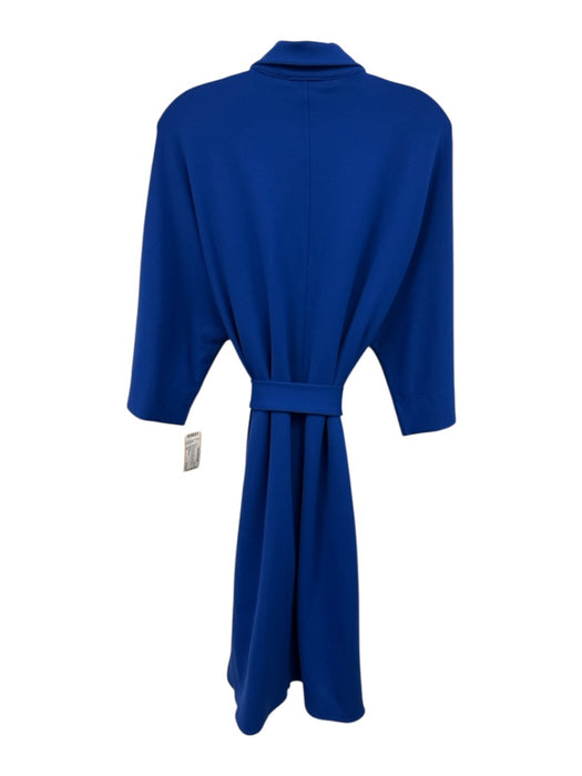 Ann Mashburn Size XS Blue Viscose & Nylon Long Sleeve Pockets Collar Midi Dress Blue / XS