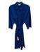 Ann Mashburn Size XS Blue Viscose & Nylon Long Sleeve Pockets Collar Midi Dress Blue / XS