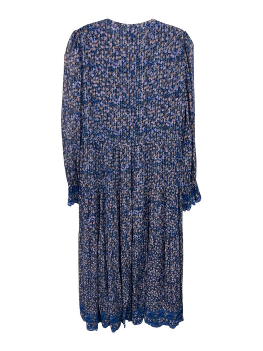 Saylor Size S Blue, Pink, Silver Viscose & Lurex Long puff sleeve Tiered Dress Blue, Pink, Silver / S