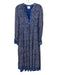 Saylor Size S Blue, Pink, Silver Viscose & Lurex Long puff sleeve Tiered Dress Blue, Pink, Silver / S