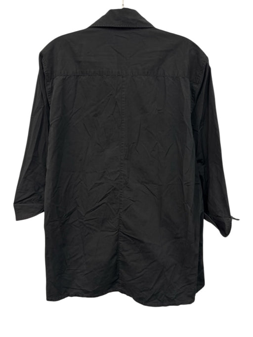 Ann Mashburn Size L Black Cotton 3/4 Sleeve Collar Split Neck Top Black / L
