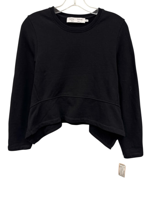 Proenza Schouler White Label Size S Black Cotton Long Sleeve Flare Hem Sweater Black / S