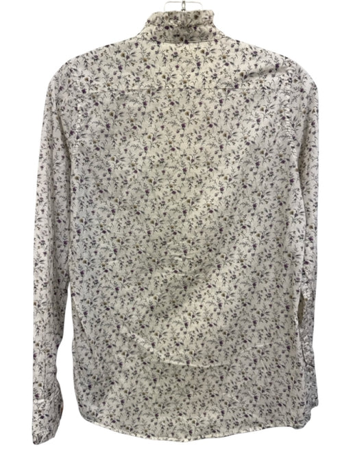 Ann Mashburn Size XS White, Purple, Yellow Cotton Long Sleeve Floral Print Top White, Purple, Yellow / XS