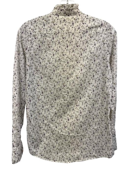 Ann Mashburn Size XS White, Purple, Yellow Cotton Long Sleeve Floral Print Top White, Purple, Yellow / XS