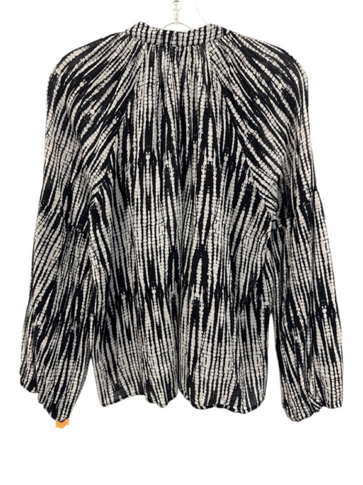 Elizabeth James the Label Size S Black & White Cotton 3/4 Sleeve Buttons Top Black & White / S