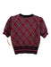 Pinko Size M Red, Black, Pink Acrylic & Wool Short Sleeve Plaid Slim Top Red, Black, Pink / M